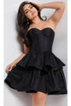 JVN by Jovani JVN36620 Strapless Tiered Short Homecoming Dress - BLACK / 8