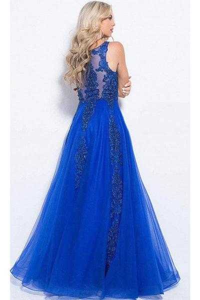 JVN by Jovani JVN59046 Sleeveless Embroidered A-Line Prom Evening Gown