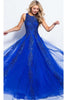 JVN by Jovani JVN59046 Sleeveless Embroidered A-Line Prom Evening Gown