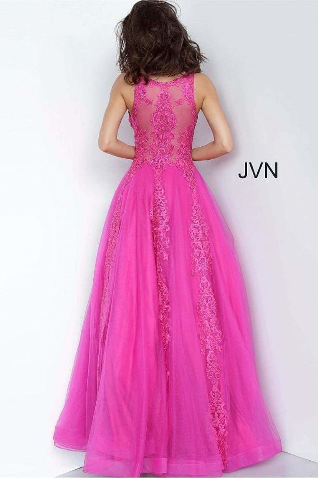 JVN by Jovani JVN59046 Sleeveless Embroidered A-Line Prom Evening Gown
