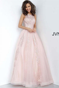 JVN by Jovani JVN59046 Sleeveless Embroidered A-Line Prom Evening Gown