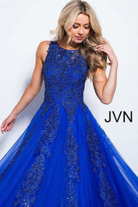 JVN by Jovani JVN59046 Sleeveless Embroidered A-Line Prom Evening Gown