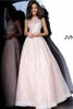 JVN by Jovani JVN59046 Sleeveless Embroidered A-Line Prom Evening Gown - BLUSH