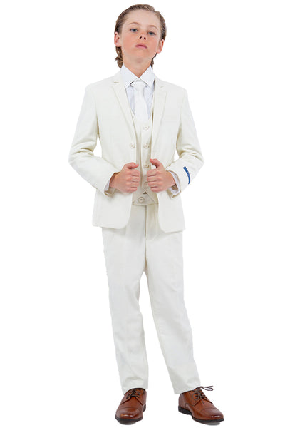 Boys Suit Perry Ellis Vested Boy's Wedding Suit in Ivory Off White