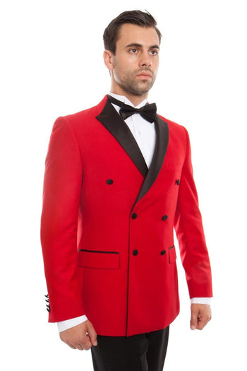 Esmoquin cruzado de corte entallado para hombre en color rojo