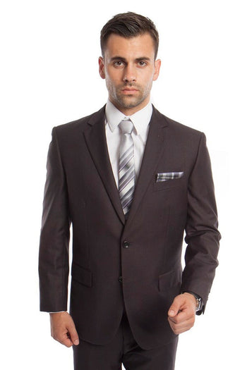 Traje de negocios básico de dos botones y corte moderno para hombre en gris oscuro