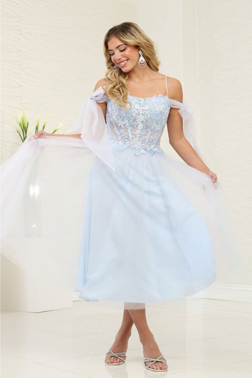 Kentucky Derby Back Zipper Tea-Length Hem Dress By May Queen MQ2089 - Dress