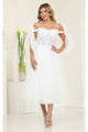 Kentucky Derby Back Zipper Tea-Length Hem Dress By May Queen MQ2089 - White / 4 - Dress