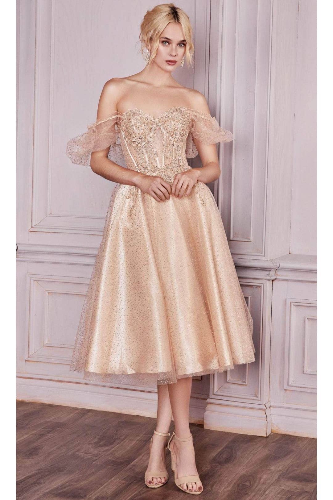 Kentucky Derby Dress Race Outfit in Champagne by Ladivine CD0187 - Champagne / XS - Prom