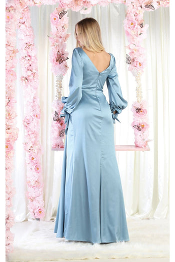 Kentucky Derby Dress Race Outfit in Dusty Blue by May Queen MQ1974 - Dress