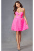 Kentucky Derby Strapless Tiered Dress in Neon Pink by Juliet JT921H - Dress