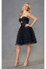 Kentucky Derby Strapless Tiered Short Dress in Black By Juliet JT921H - Dress