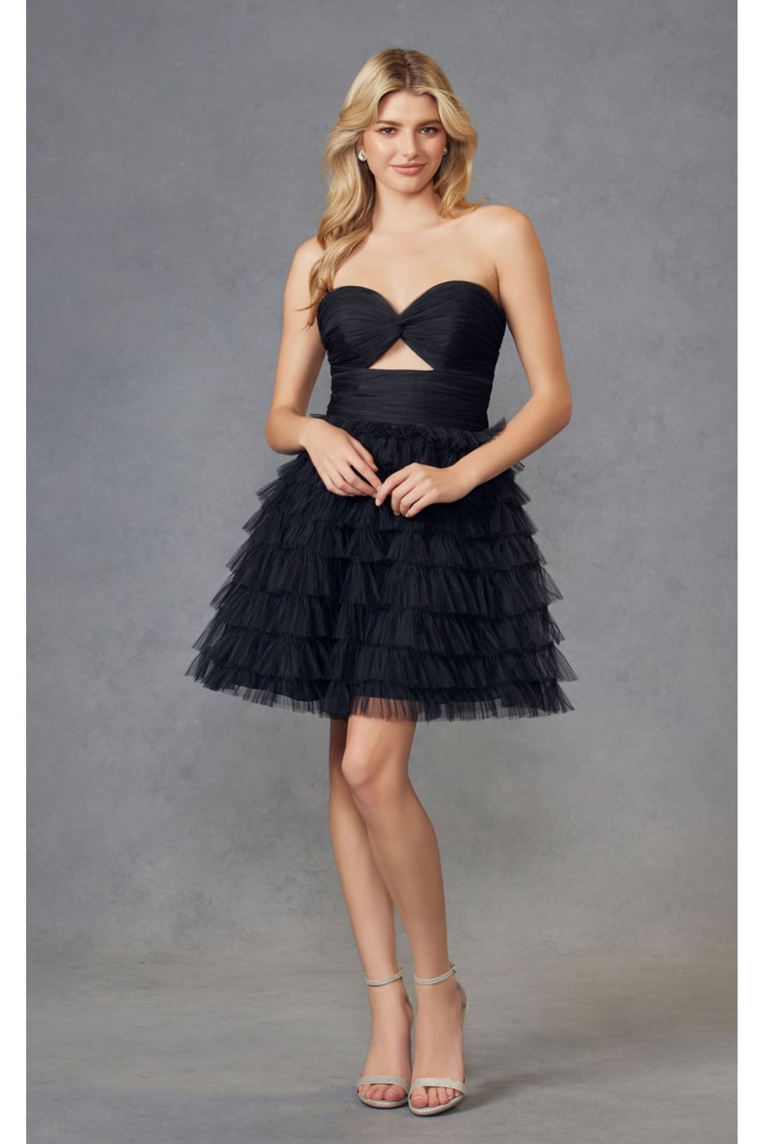 Kentucky Derby Strapless Tiered Short Dress in Black By Juliet JT921H - Dress