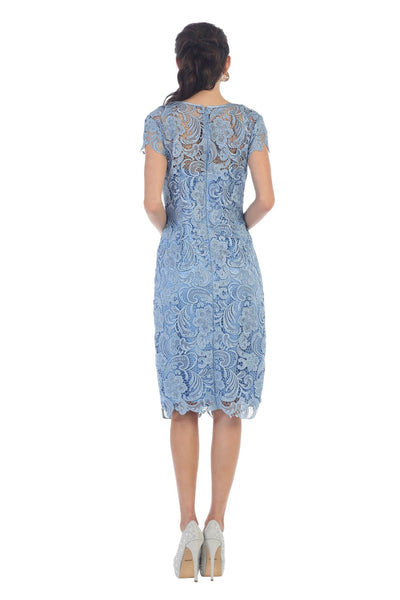 Knee Length Mother Of The Bride Dress Short Sleeve Modest & Plus Size - Dress