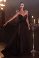 Ladivine KV1059 Long Sheer Slit Embellished Strapless Gown