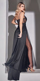 Ladivine KV1059 Long Sheer Slit Embellished Strapless Gown