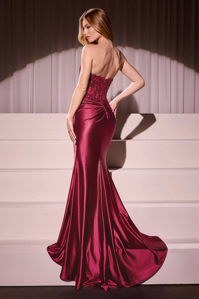 Ladivine Pointed Bodice Prom Dress Long Formal Evening Gown KV1112