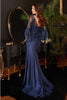 cinderella-divine-9247 V-Neck Stunning Embroidery Mermaid Long Prom Gown - Dress