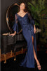 cinderella-divine-9247 V-Neck Stunning Embroidery Mermaid Long Prom Gown - Dress