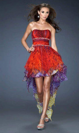 La Femme 18051 High Low Print Homecoming Dress