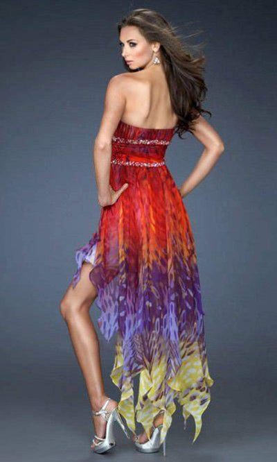 La Femme 18051 High Low Print Homecoming Dress
