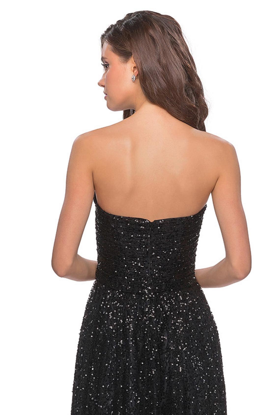 La Femme 27879C Sequin Slit Metallic Sweetheart Prom Dress