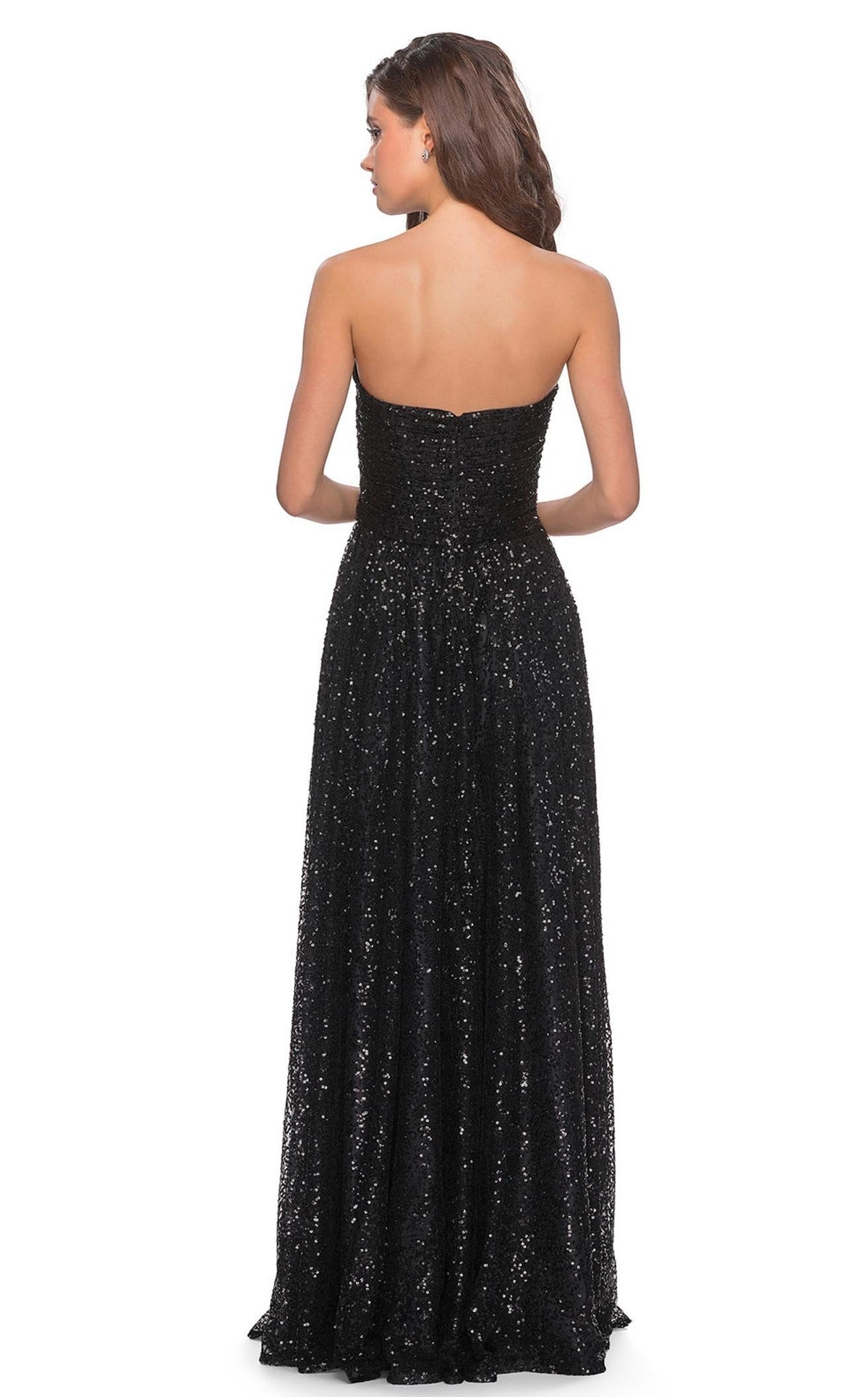 La Femme 27879C Sequin Slit Metallic Sweetheart Prom Dress
