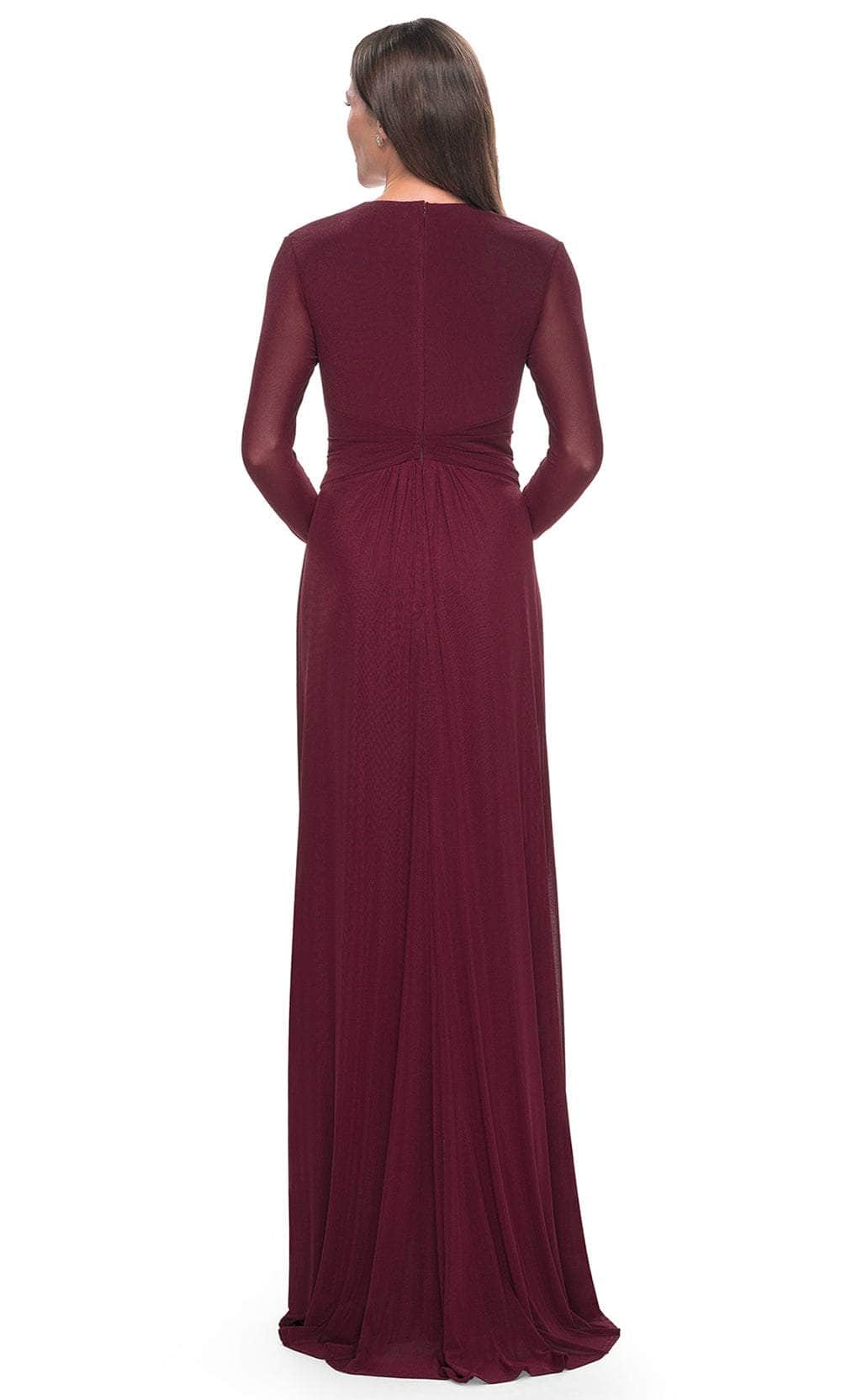 La Femme 30048 Jersey Ruched Train V Neck Evening Gown