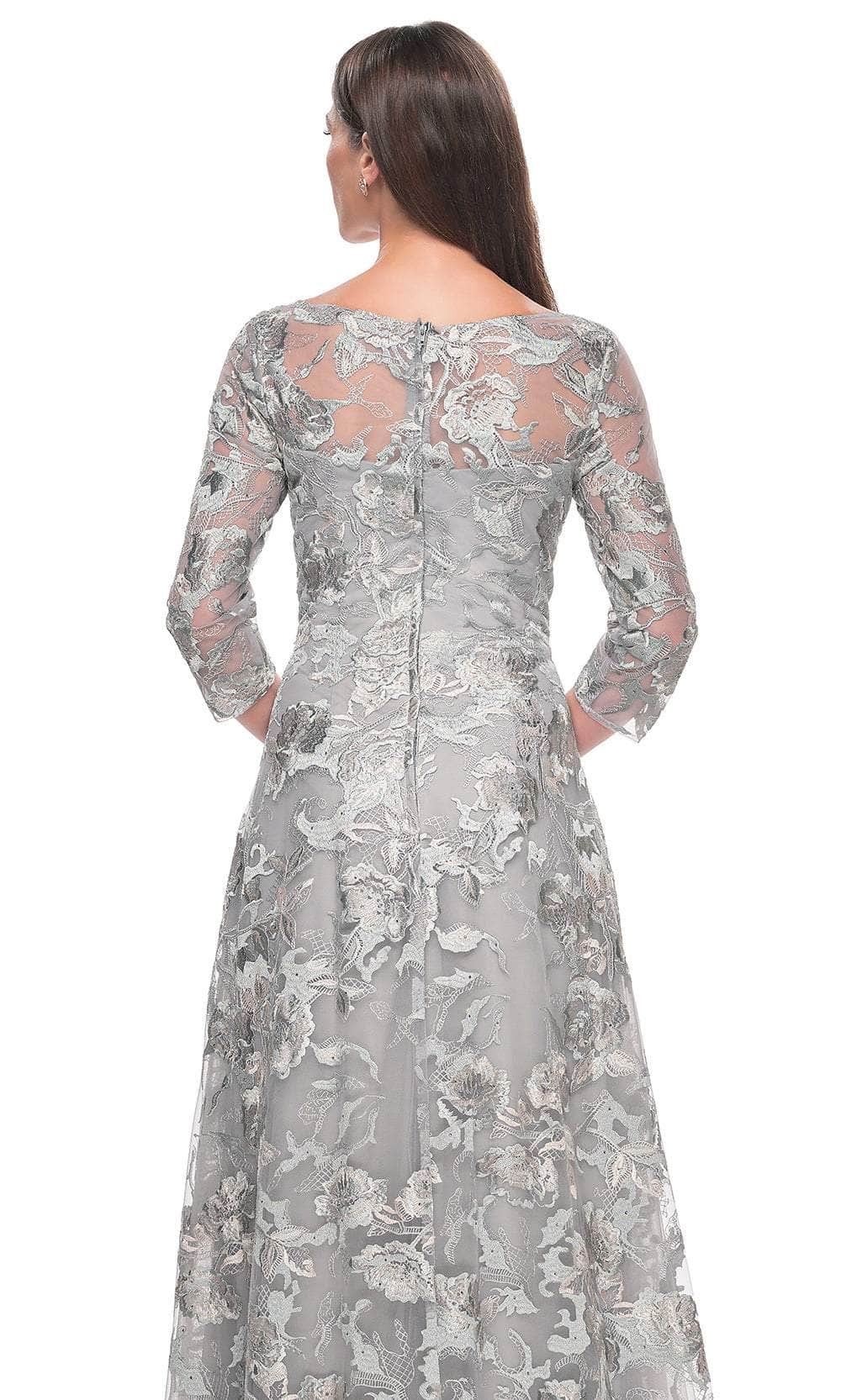 La Femme 30062 Lace Embroidered Illusion V Neck Prom Dress