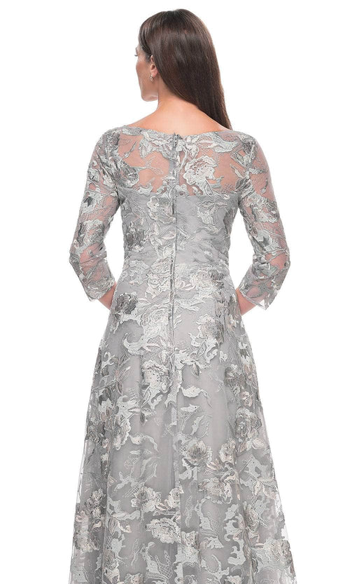 La Femme 30062 Lace Embroidered Illusion V Neck Prom Dress