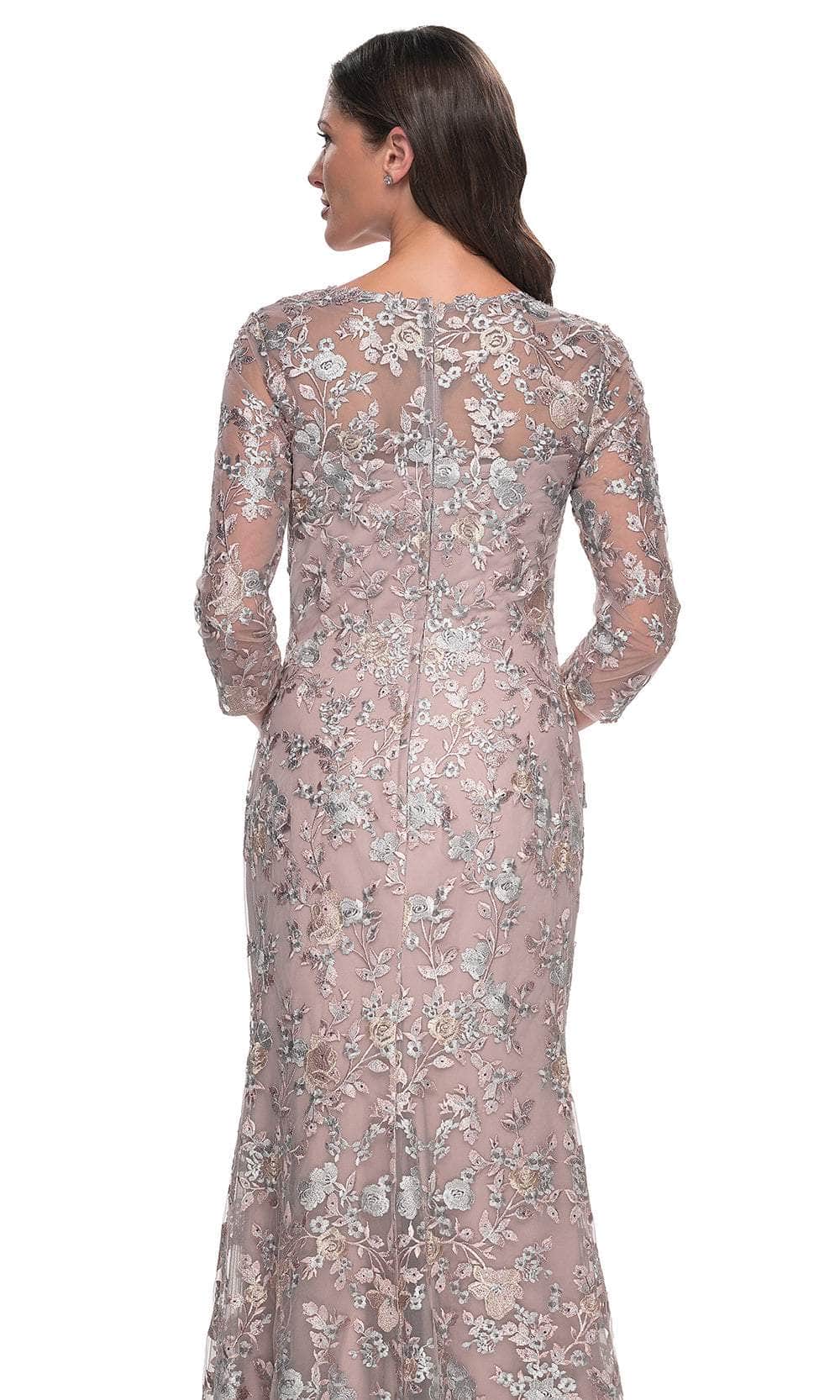 La Femme 30081 Lace Embroidered Illusion V Neck Prom Dress