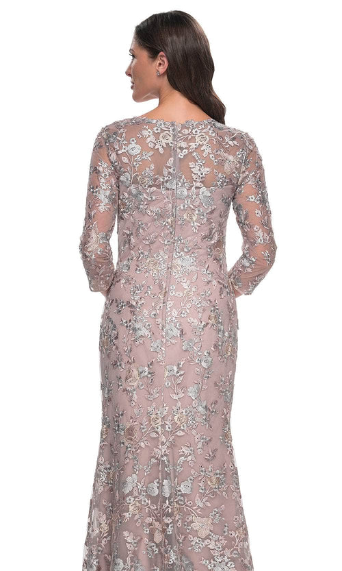 La Femme 30081 Lace Embroidered Illusion V Neck Prom Dress