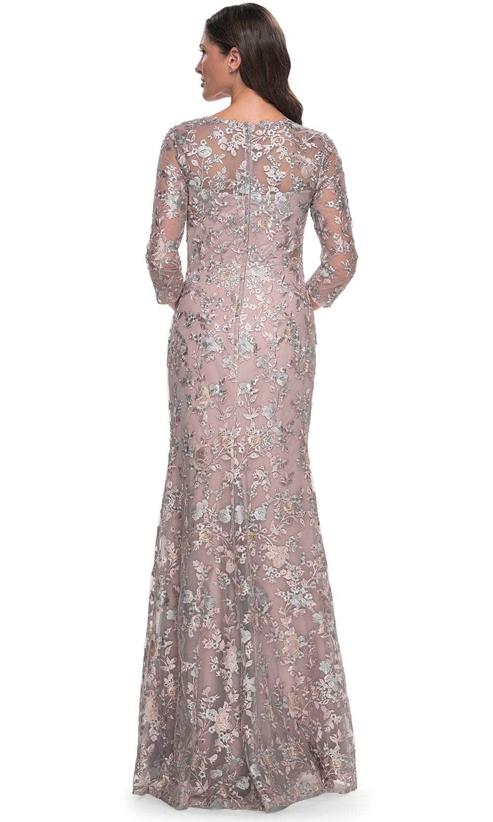 La Femme 30081 Lace Embroidered Illusion V Neck Prom Dress