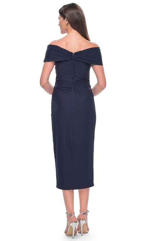 La Femme 30109 Jersey Ruched Open Back Off the Shoulder Prom Dress