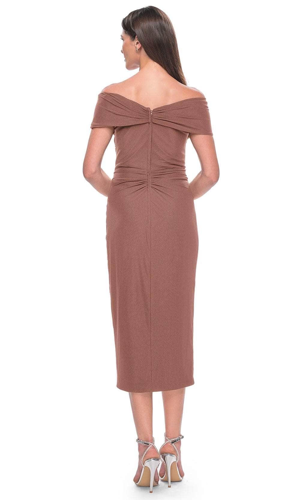La Femme 30109 Jersey Ruched Open Back Off the Shoulder Prom Dress