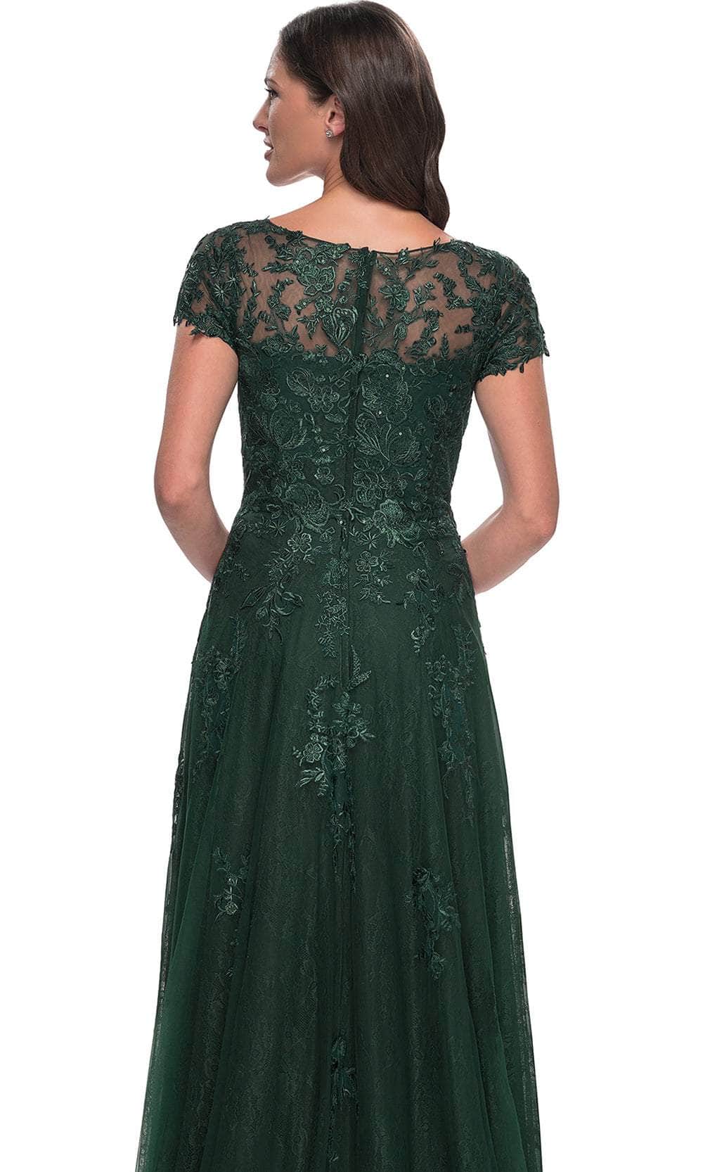 La Femme 30168 Lace Embroidered Illusion V Neck Formal Dress