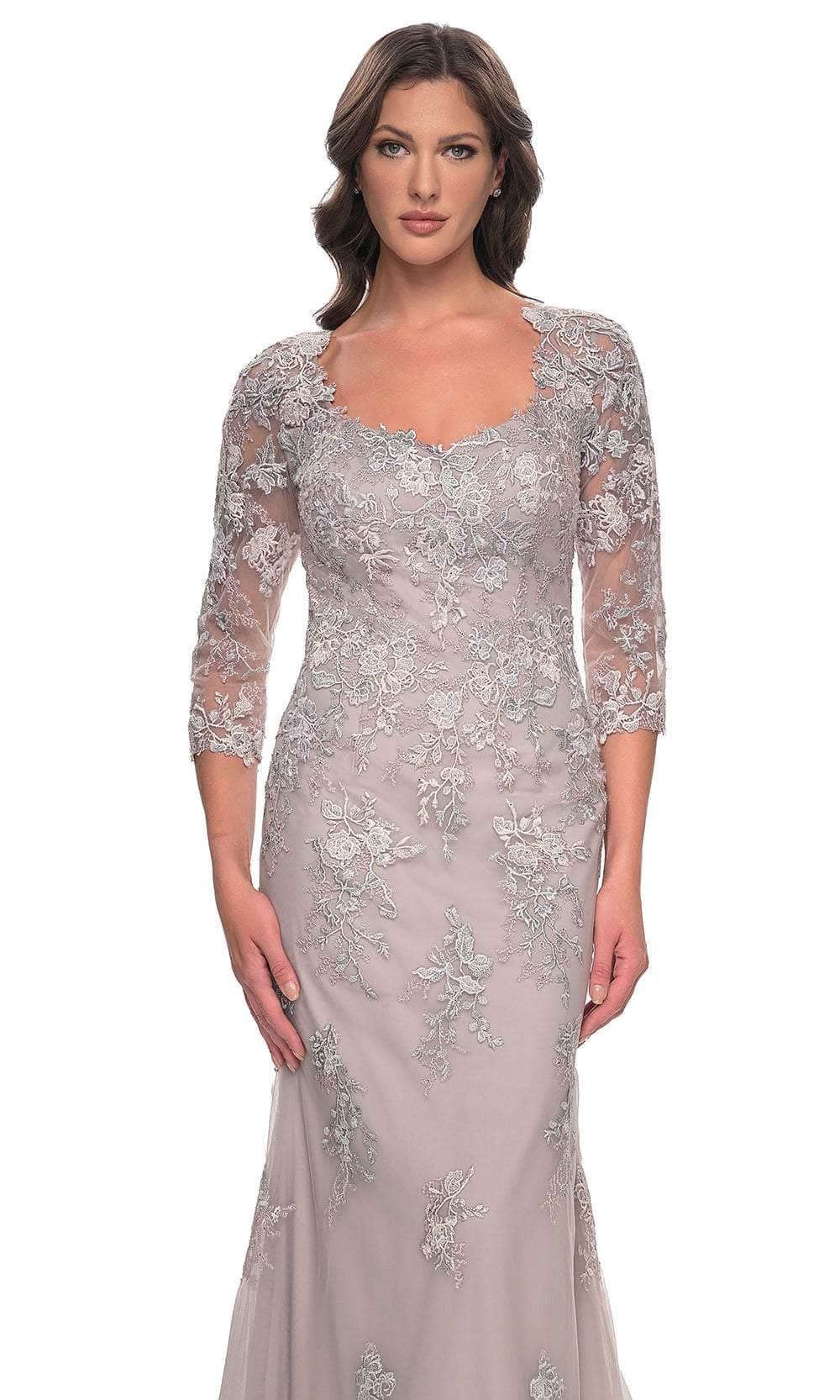 La Femme 30200 Tulle Embroidered Lace Applique Scoop Neck Evening Gown