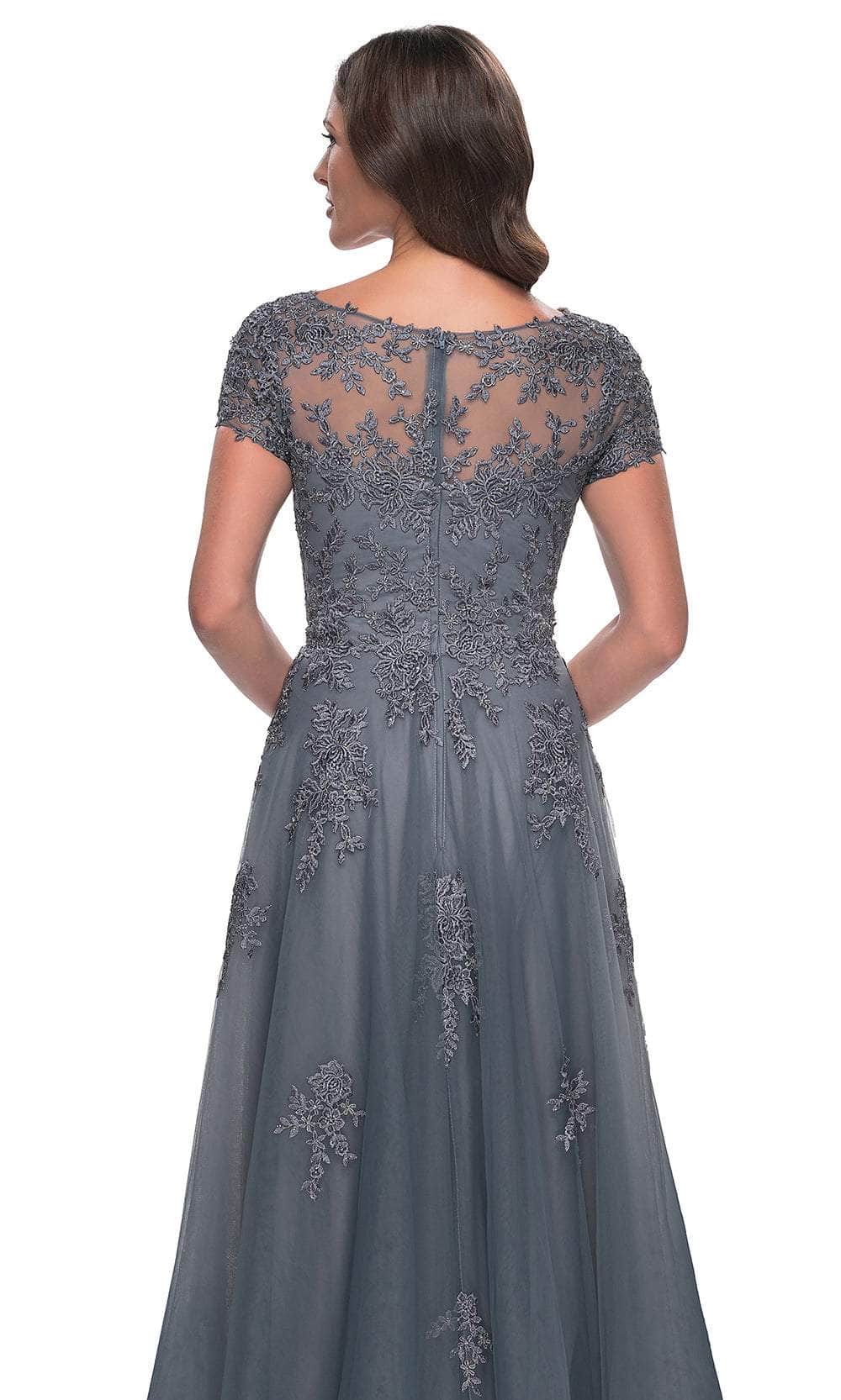 La Femme 30228 Lace Embroidered Illusion V Neck Formal Dress