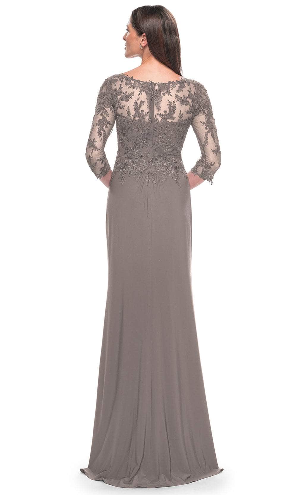 La Femme 30385 Jersey Ruched Ruffle Bateau Evening Gown