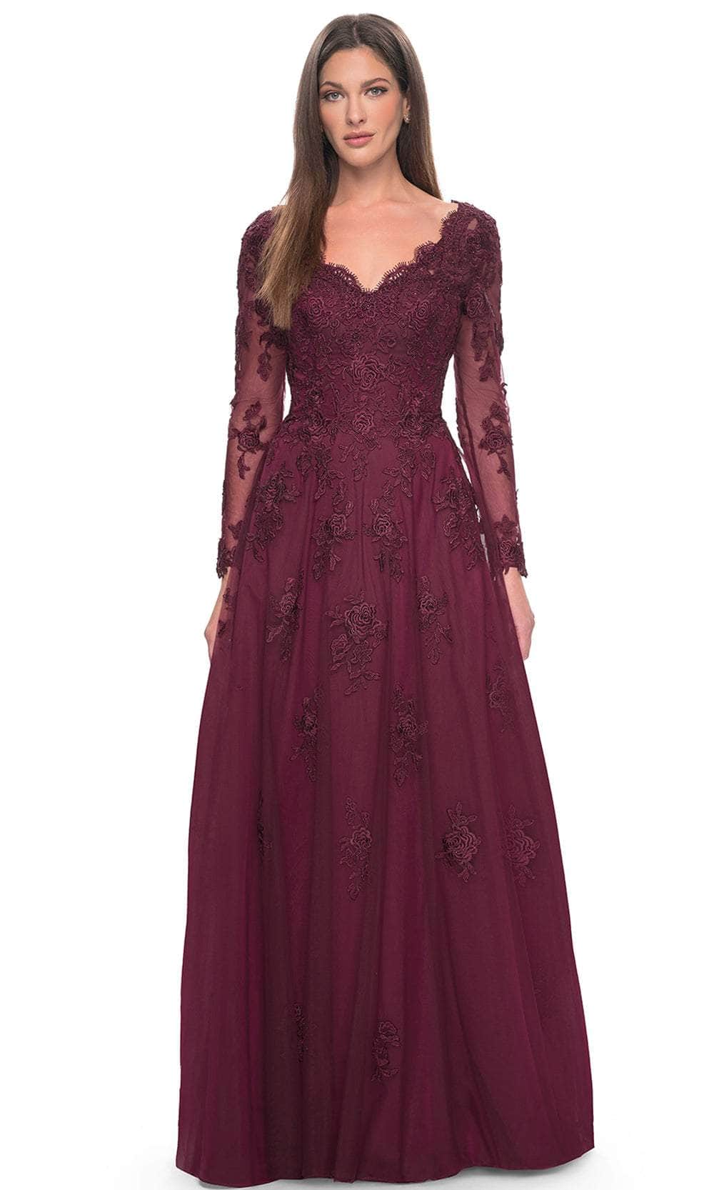 La Femme 30795 - Long Sleeve Tulle Evening Dress Mother of the Bride Dresses