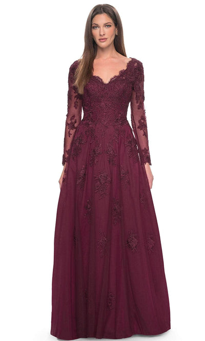 La Femme 30795 - Long Sleeve Tulle Evening Dress Mother of the Bride Dresses