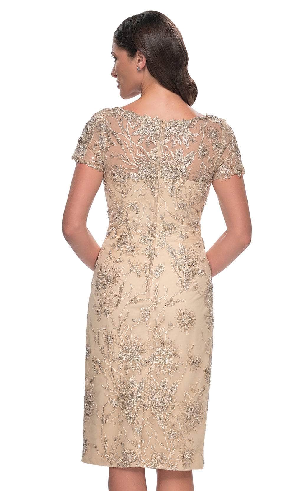 La Femme 30801 Lace Beaded Sequin Bateau Formal Dress