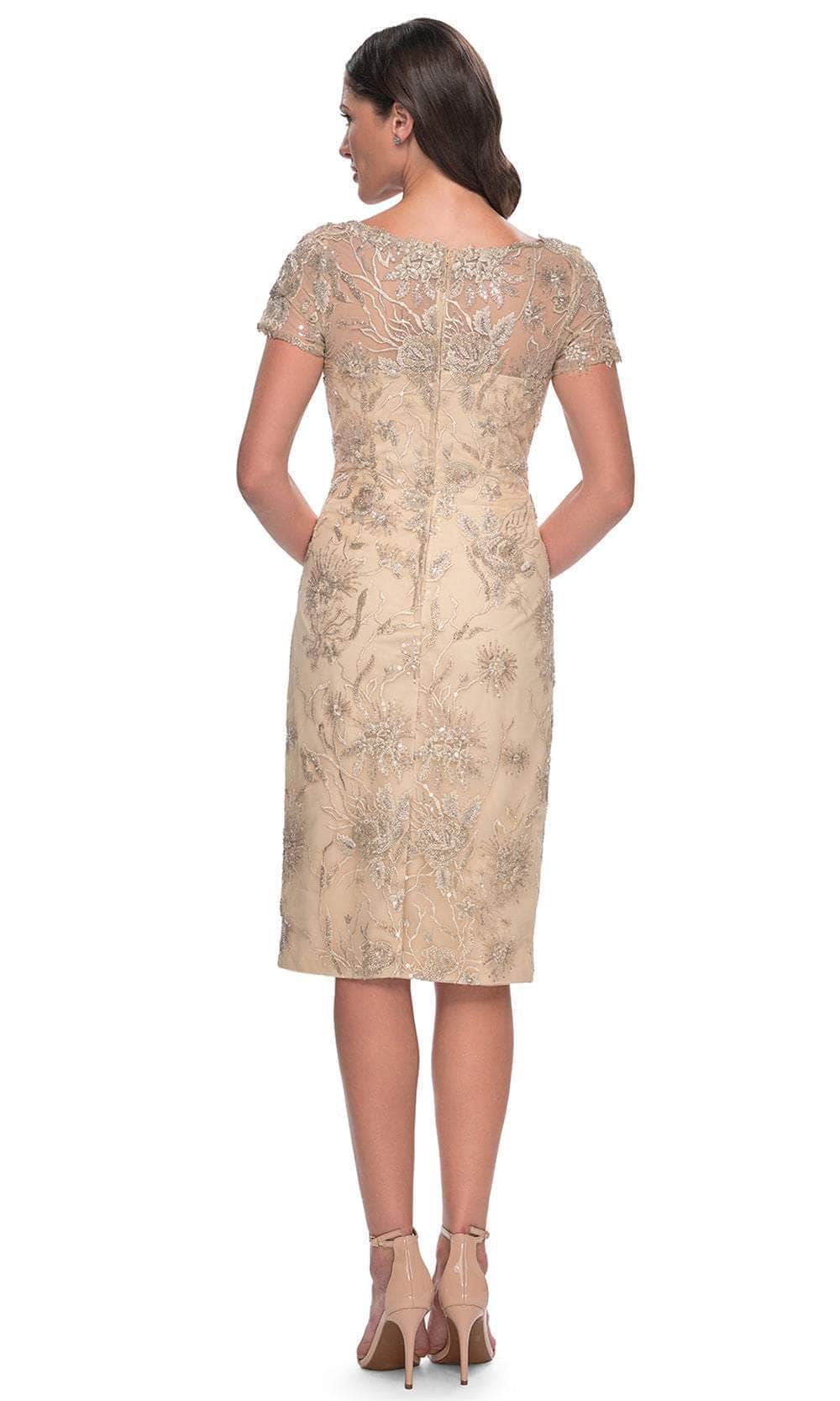 La Femme 30801 Lace Beaded Sequin Bateau Formal Dress