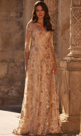 La Femme 30803 Sheer Sleeve Lace Evening Gown