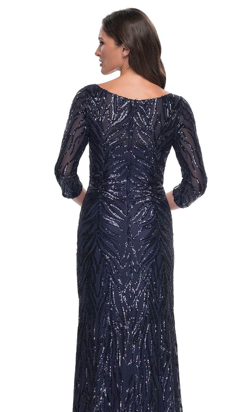 La Femme 30807 Beaded Sequin Bateau A Line Formal Dress