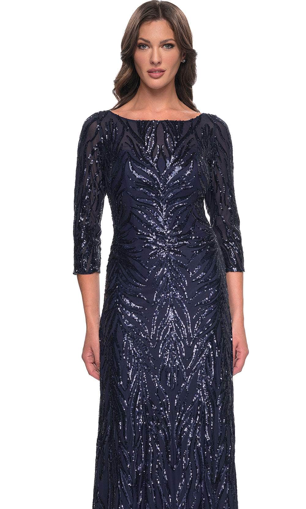 La Femme 30807 Beaded Sequin Bateau A Line Formal Dress