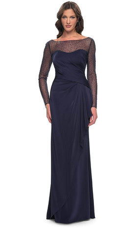 La Femme 30808 Rhinestone Ruched Formal Dress