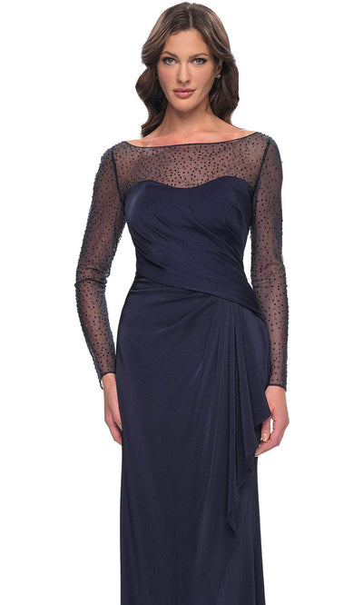 La Femme 30808 Rhinestone Ruched Formal Dress