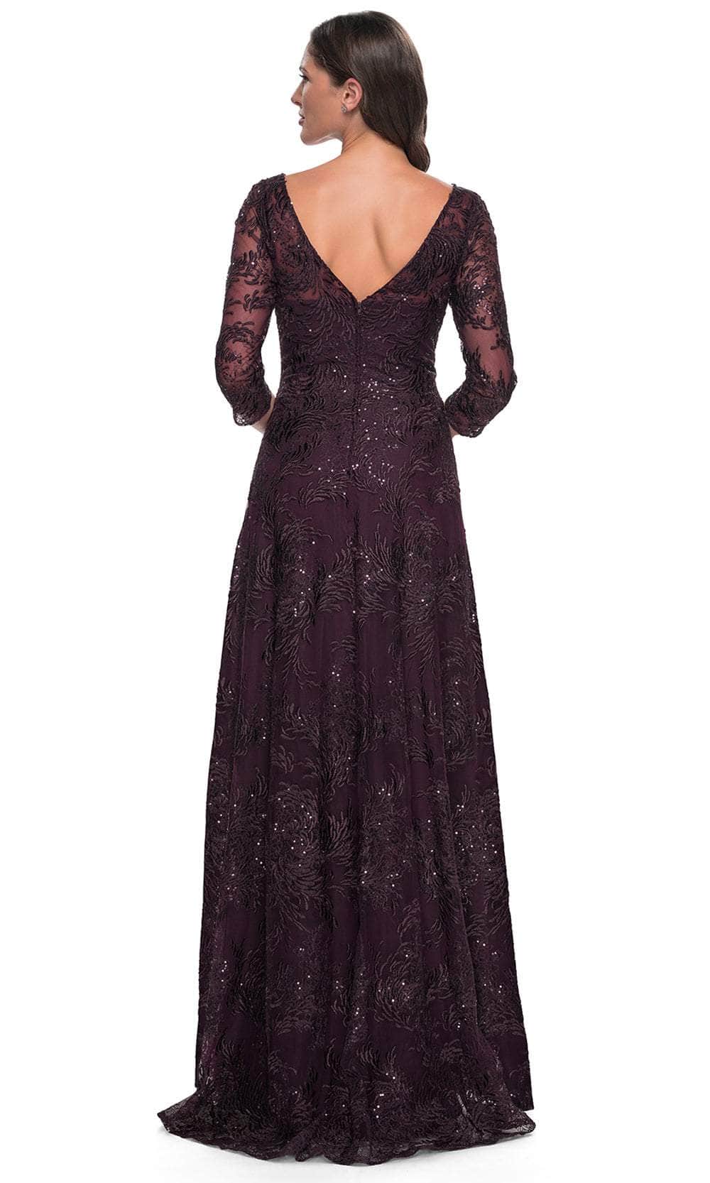 La Femme 30835 Lace Sequin Embroidered Bateau Formal Dress
