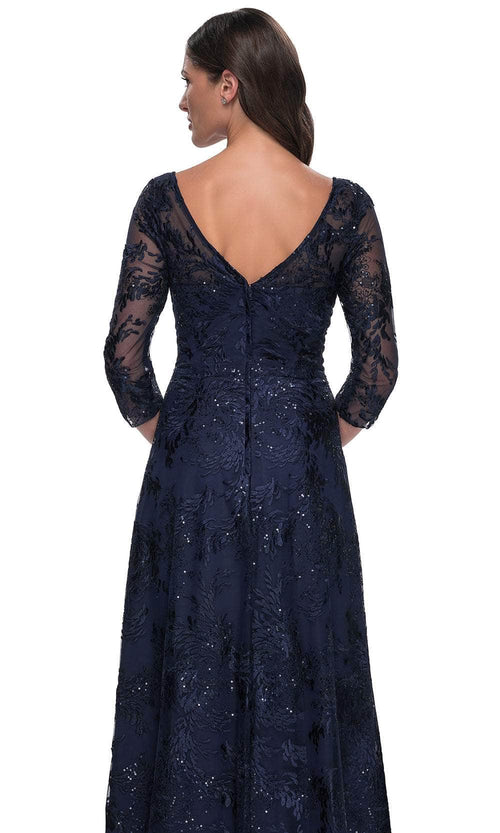 La Femme 30835 Lace Sequin Embroidered Bateau Formal Dress